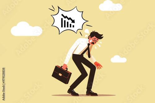business concept and sales turnover, entrepreneurs are dizzy to the point of crying thinking about the company's turnover target which continues to decline