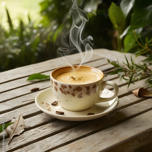 The Delight of a Warm Cup of Latte. created by AI generative technology photo