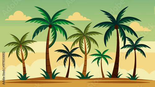 Set of Palm Tree