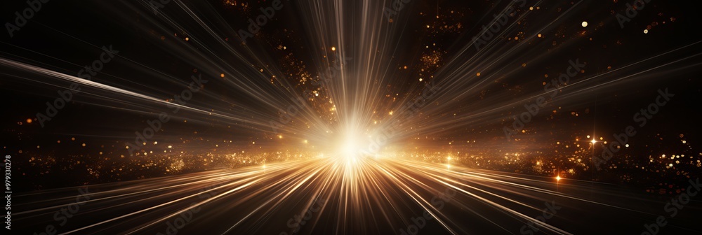 Obraz premium Brilliant rays of light radiating from a central point in a dark sky at night