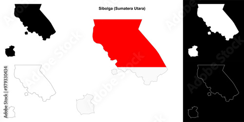 Sibolga blank outline map set photo