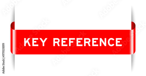 Red color inserted label banner with word key reference on white background