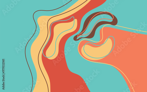 Abstract background with curved lines and various colors. Suitable for presentations, banners, website design, and digital artwork projects. Versatile design.