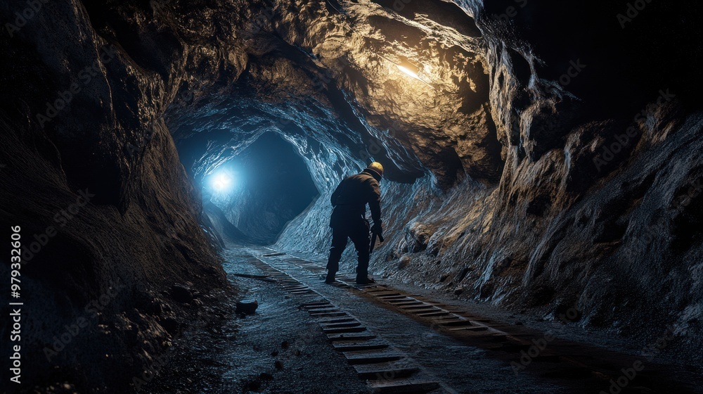 create an photo realistic image of a miner working deep. Inside a mine create an photo realistic image of a miner working deep. Inside a mine