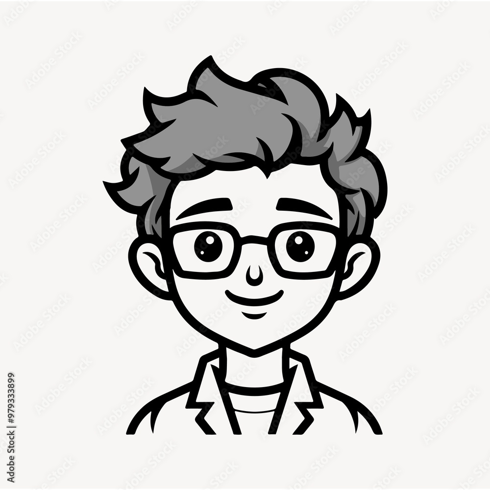 Happy man character line art illustration Happy man character line art illustration