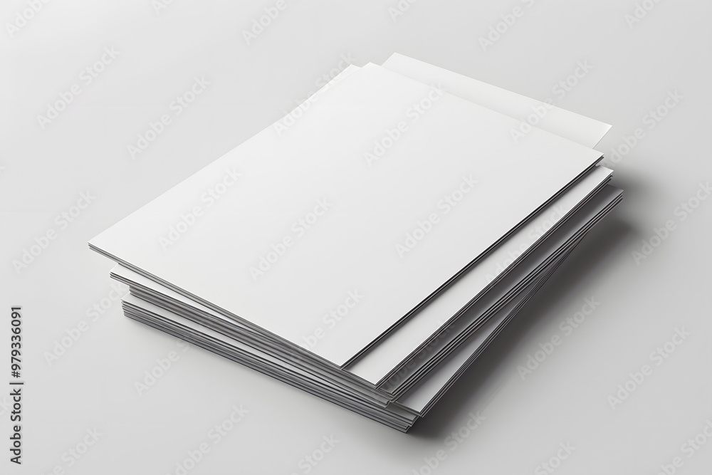 A stack of white paper is on a white background A stack of white paper is on a white background