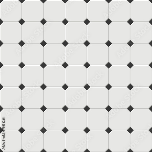 White and black wall floor tile texture. Seamless vector background texture