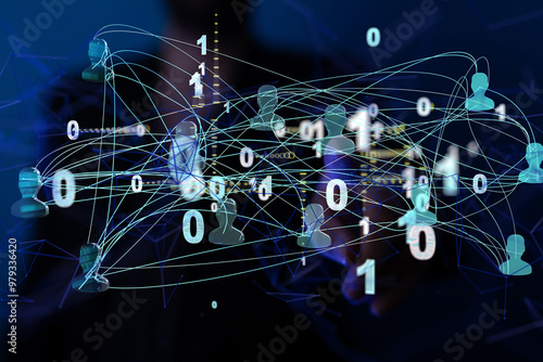 Abstract technology group and data 3d - neural network exposure digital