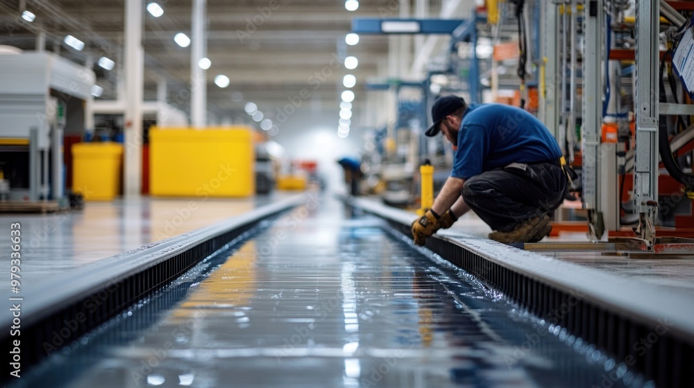 custom made wallpaper toronto digitalInside an industrial facility, workers are installing drainage pipes along the floor of a large warehouse