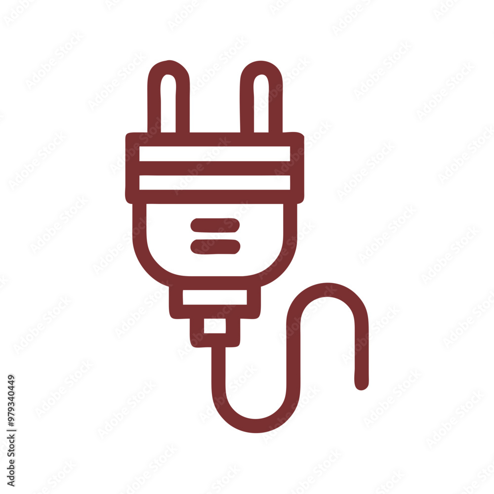 Electric plug icon with cord, minimalistic design, energy and technology theme Electric plug icon with cord, minimalistic design, energy and technology theme