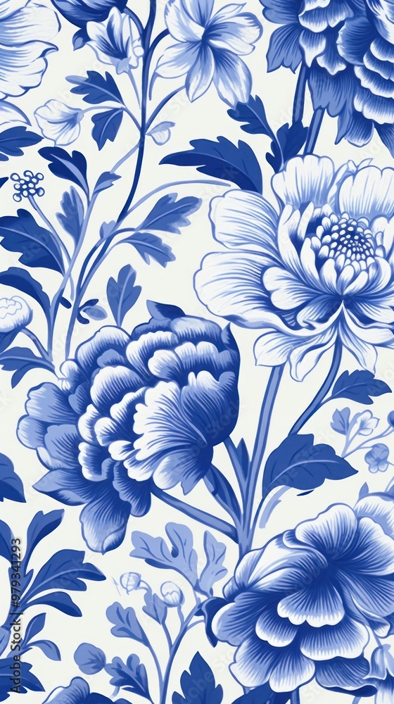 Chinese seamless blue and white art pattern plant. Chinese seamless blue and white art pattern plant.