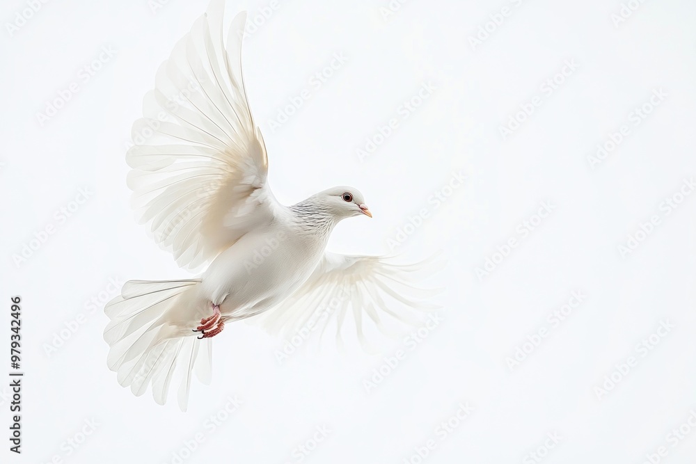 Obraz premium Graceful white dove in flight