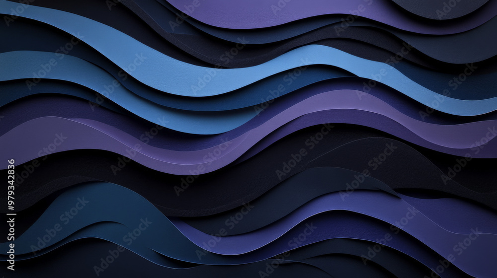 A dark abstract paper cut design with smooth, flowing waves in deep navy blue, charcoal black, and dark purple, creating a mysterious, layered texture. A dark abstract paper cut design with smooth, flowing waves in deep navy blue, charcoal black, and dark purple, creating a mysterious, layered texture.
