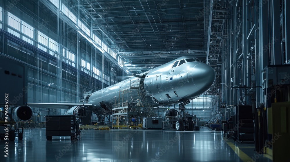 In the final assembly area, technicians are integrating all major aircraft components into a single structure In the final assembly area, technicians are integrating all major aircraft components into a single structure