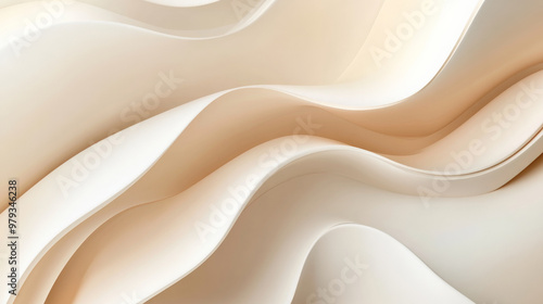 A modern abstract background in warm beige and white tones, featuring soft, rounded neumorphic elements with subtle depth and shadowing for a sleek look.