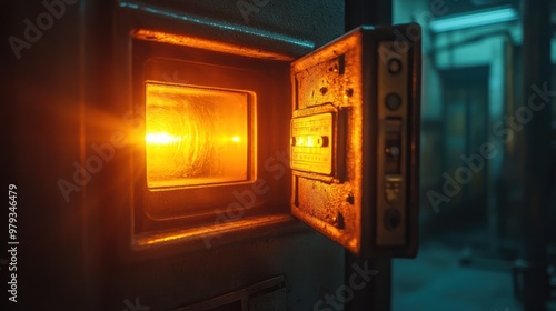 Open Safe Door With Glowing Light