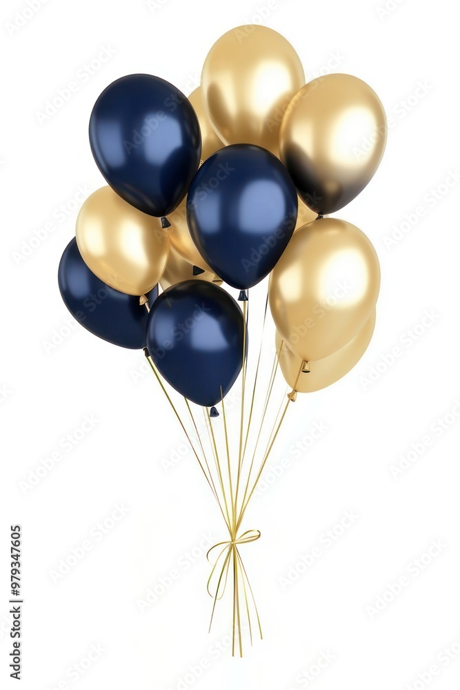 Elegant navy gold balloons bouquet Elegant navy gold balloons bouquet