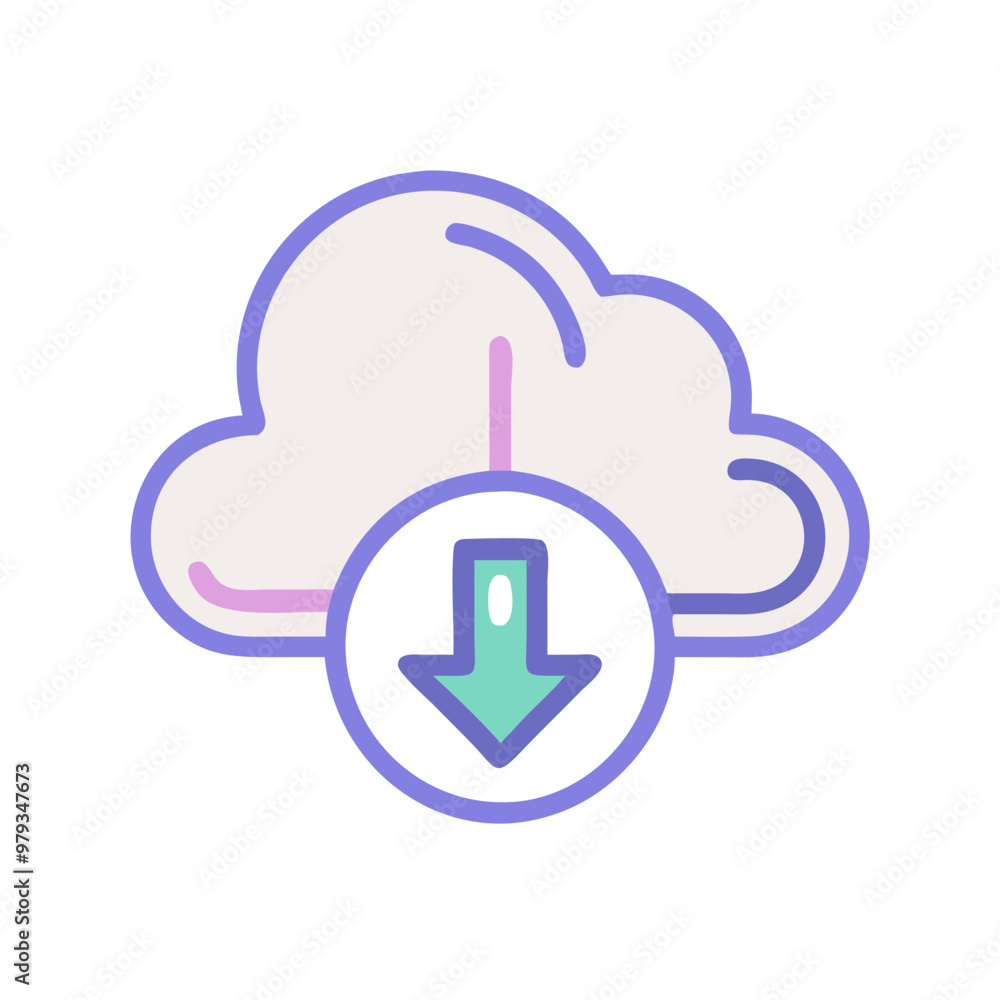 Cloud icon with arrow pointing down in minimalist style Cloud icon with arrow pointing down in minimalist style