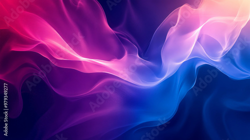 A vibrant gradient background blending shades of deep blue, purple, and magenta, with dynamic flowing shapes creating an abstract, energetic design.