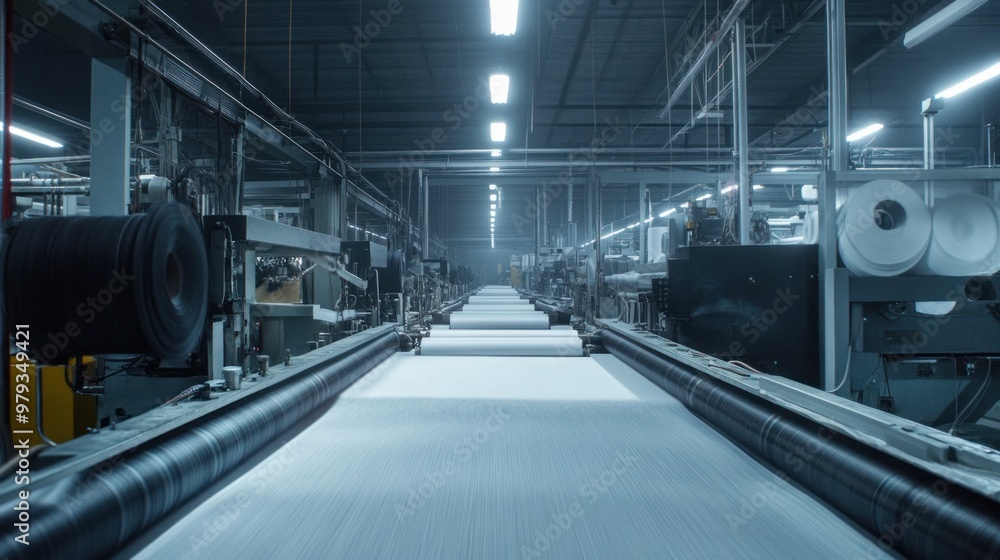 Obraz premium In the textile finishing area, fabric is being treated to enhance its texture and durability