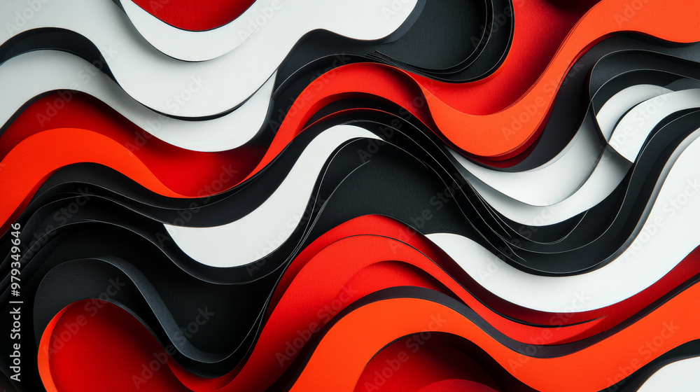 A vibrant, high-contrast paper cut design with wavy shapes in bright red, black, and white, creating a dynamic, bold background. A vibrant, high-contrast paper cut design with wavy shapes in bright red, black, and white, creating a dynamic, bold background.