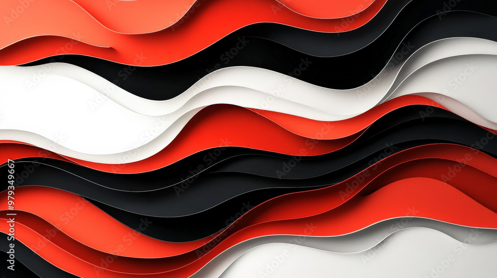 A vibrant, high-contrast paper cut design with wavy shapes in bright red, black, and white, creating a dynamic, bold background. A vibrant, high-contrast paper cut design with wavy shapes in bright red, black, and white, creating a dynamic, bold background.