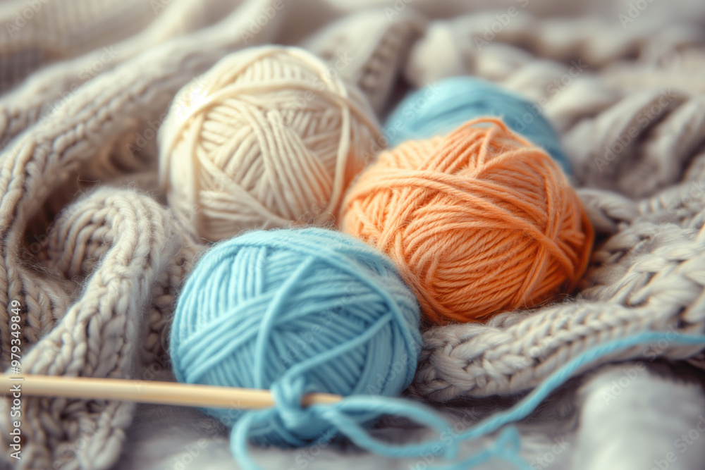 colorful yarn balls with knitting needles colorful yarn balls with knitting needles