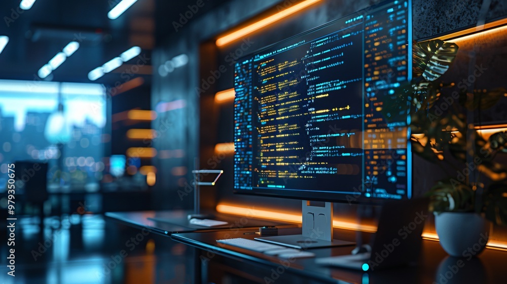 digital AI data office with information digital AI data office with information