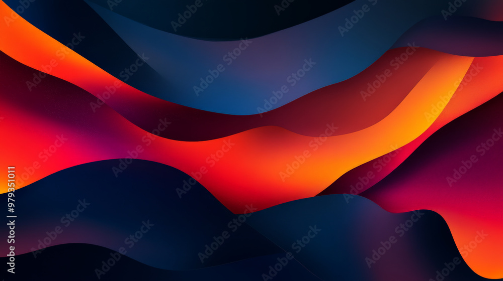 Naklejka premium Dynamic abstract background with bold gradients of rich crimson, navy blue, and orange, with sharp shapes and energetic movement.