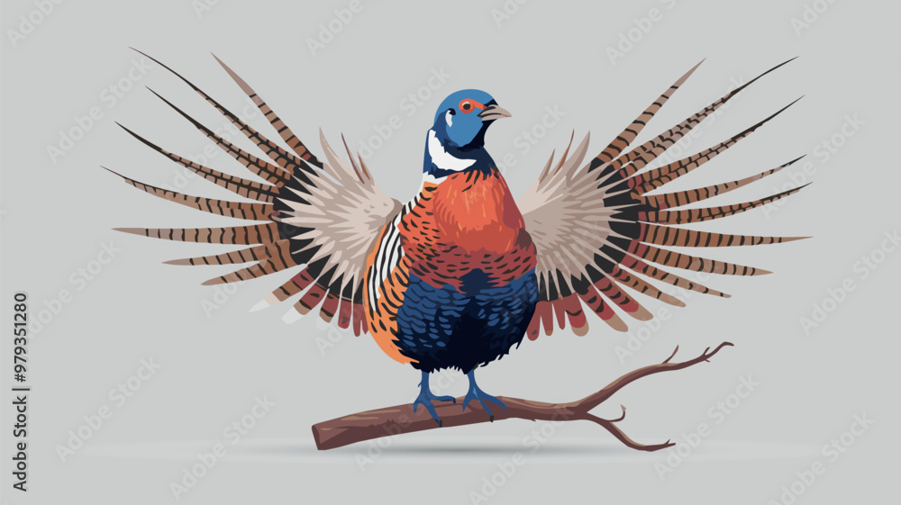 Obraz premium Pheasant bird vector illustration. Versicolor design element