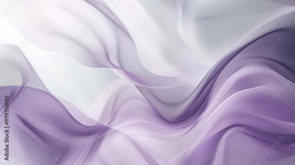 Obraz premium Gradient abstract background transitioning from pale lavender to soft gray, with dynamic, flowing lines adding depth to the composition.