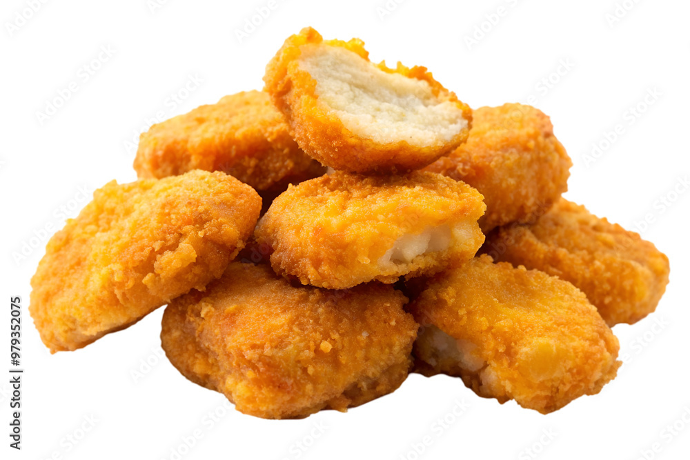 Crispy chicken nuggets isolated on transparent background