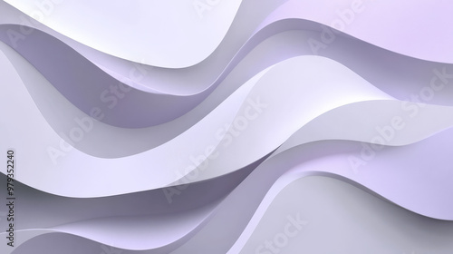 Minimalist abstract background in light gray and pale lavender, with smooth, rounded neumorphic elements casting gentle shadows for a sleek, modern look. photo