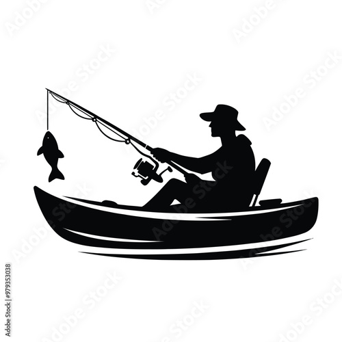 Kayak Fishing Silhouette