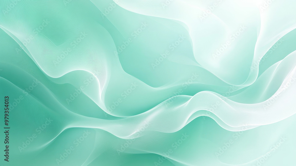 Smooth gradient background from pastel mint to light blue, with abstract dynamic patterns forming flowing waves that create a serene mood. Smooth gradient background from pastel mint to light blue, with abstract dynamic patterns forming flowing waves that create a serene mood.