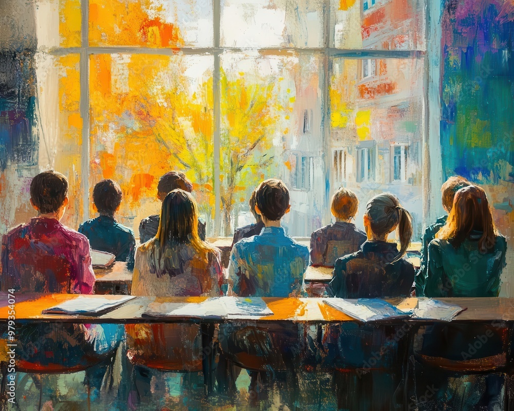 Classroom learning with students focused on a lesson, educational environment, vibrant colors, high detail Classroom learning with students focused on a lesson, educational environment, vibrant colors, high detail