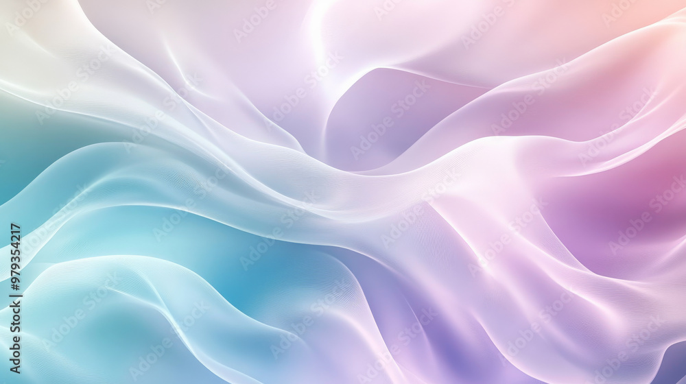 Smooth gradients of soft lavender, pale peach, and light teal, with dynamic abstract waves forming an elegant and calming background.