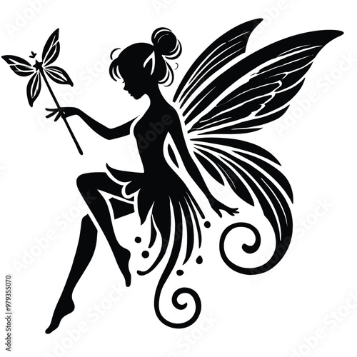Fairy Silhouette with Wand
