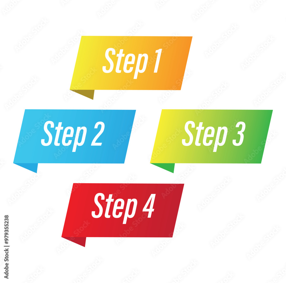 Progress steps colorful ribbon set Progress steps colorful ribbon set
