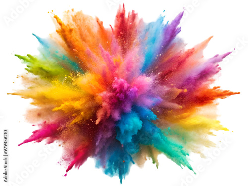 Explosion splash of colorful powder with freeze isolated on transparent background