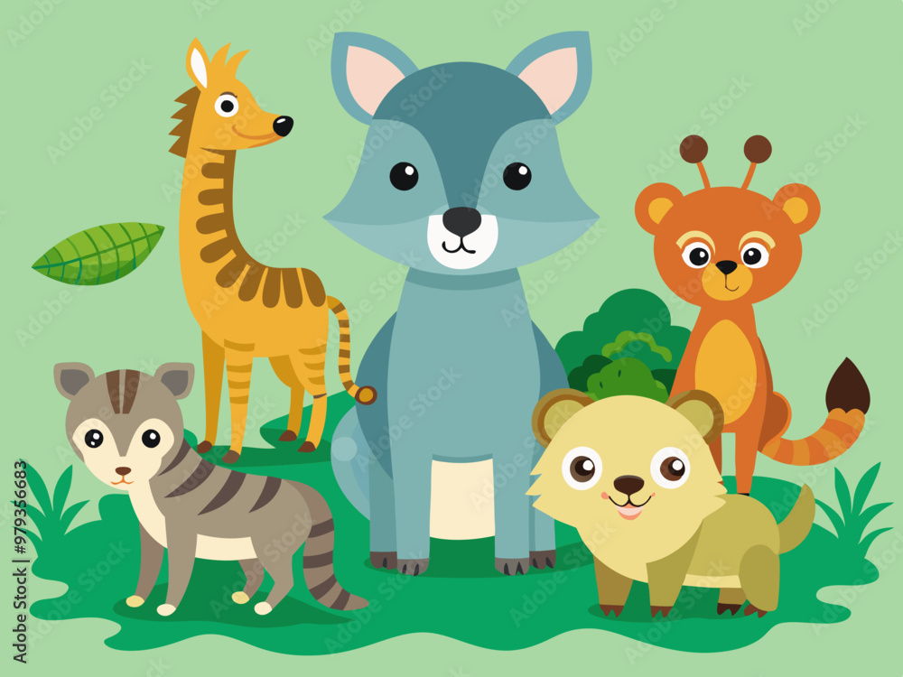 Obraz premium Set of Isolated Cute Animals