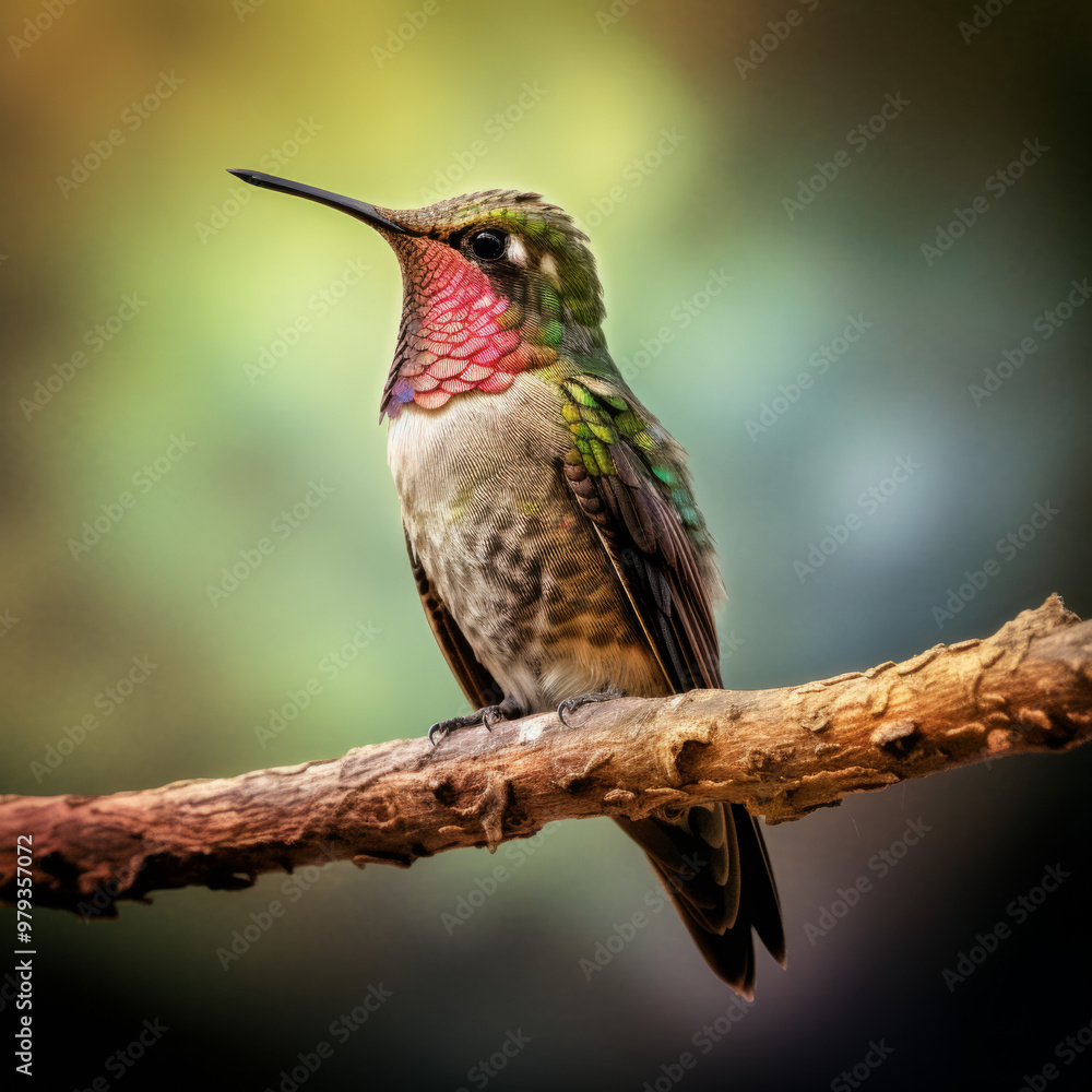Fototapeta premium Anna's Hummingbird in Flight, Colorful Wildlife Photography