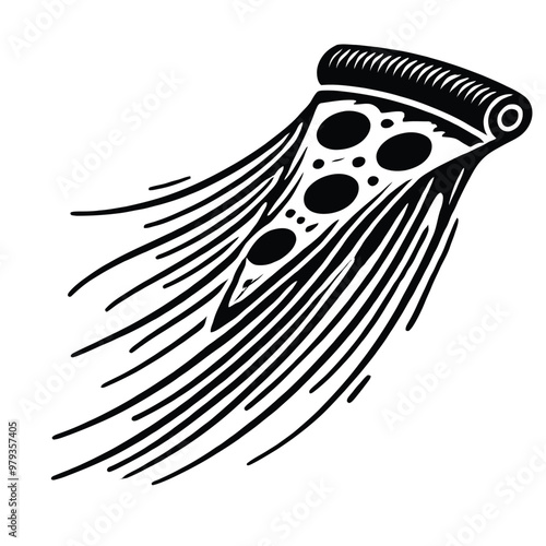 Cheese Pull Pizza Slice Silhouette