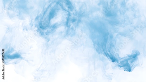 white background with blue ink in water in motion smoke explosion effect abstract background with copy space, Generative AI 