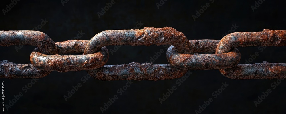 Close-up of a rusty chain on a dark background, showcasing texture and wear. Perfect for industrial and vintage themes. Close-up of a rusty chain on a dark background, showcasing texture and wear. Perfect for industrial and vintage themes.