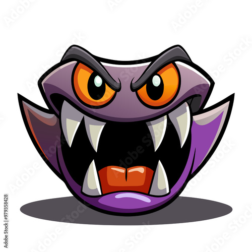 Purple Monster with Sharp Teeth and Glaring Eyes: A cartoon monster with a menacing expression and sharp teeth, ready to pounce on anyone who dares to get in his way. This image is perfect for creatin