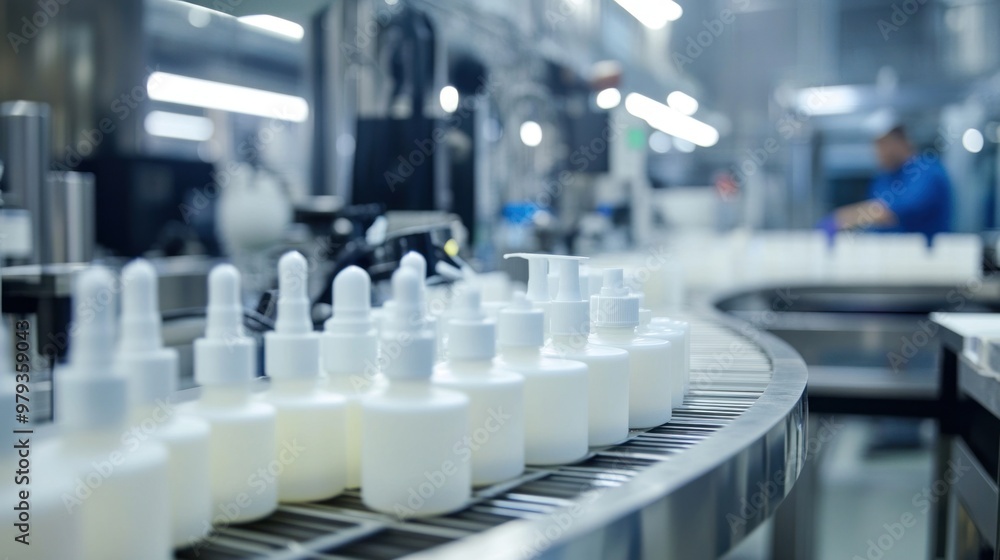 The skincare section of the factory, focusing on the production of serums and moisturizers The skincare section of the factory, focusing on the production of serums and moisturizers
