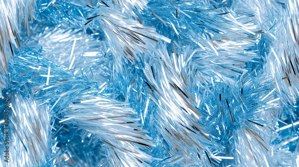shimmering tinsel garland texture with a blend of pearly blue, silver and light blue strands shimmering tinsel garland texture with a blend of pearly blue, silver and light blue strands