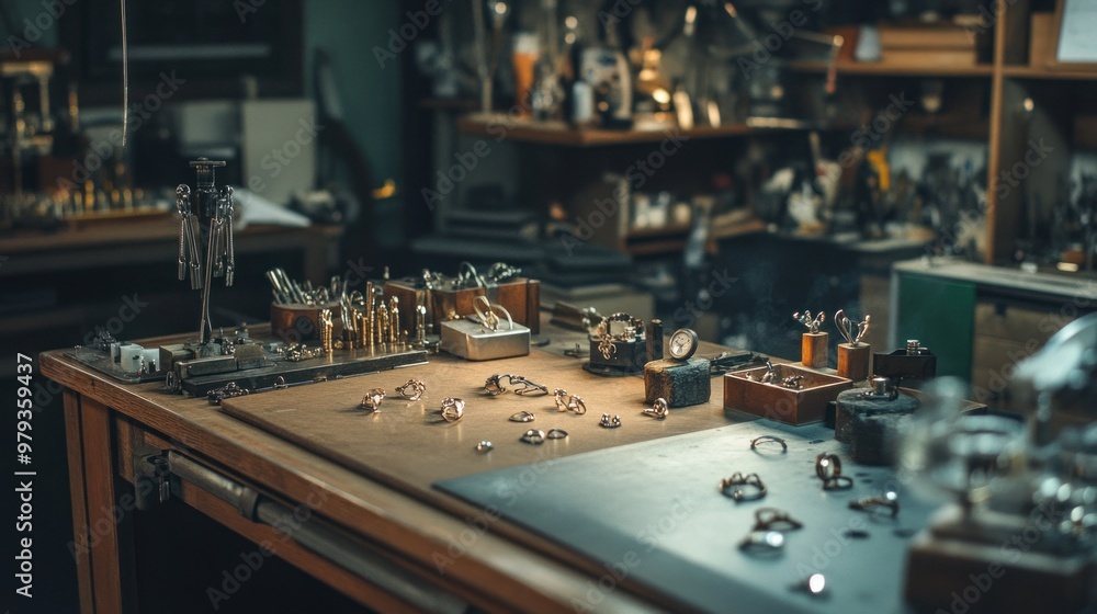 The soldering and assembly area shows jewelers using torches to solder together different parts of a jewelry piece The soldering and assembly area shows jewelers using torches to solder together different parts of a jewelry piece