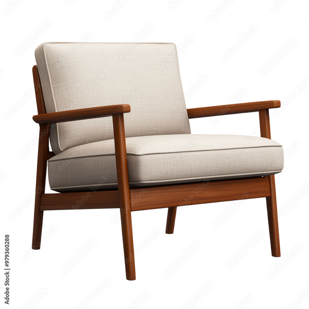 Stylish modern armchair with wooden frame and soft upholstery, perfect for any contemporary living space or cozy corner. isolated on a transparent background Stylish modern armchair with wooden frame and soft upholstery, perfect for any contemporary living space or cozy corner. isolated on a transparent background